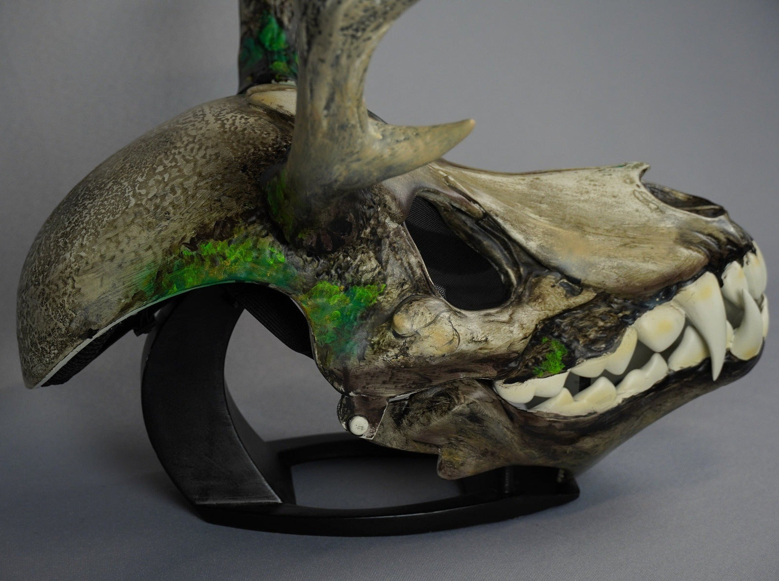Deer Skull Wolf Mask with Green Leaf