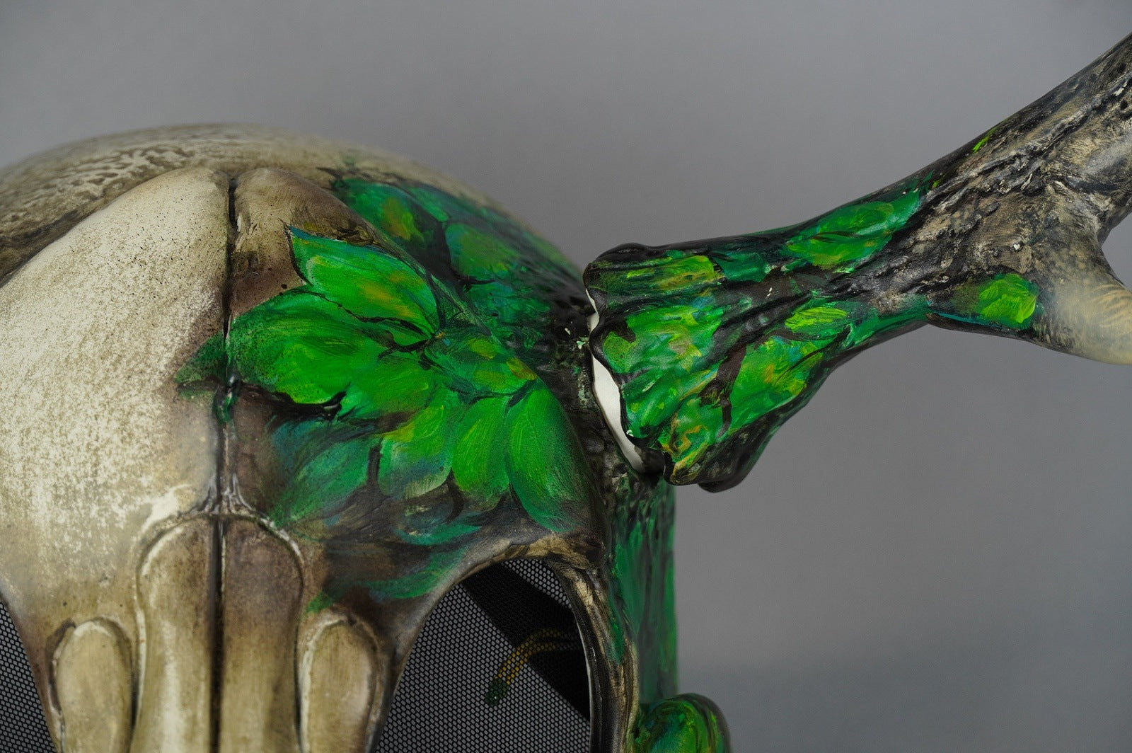 Deer Skull Wolf Mask with Green Leaf