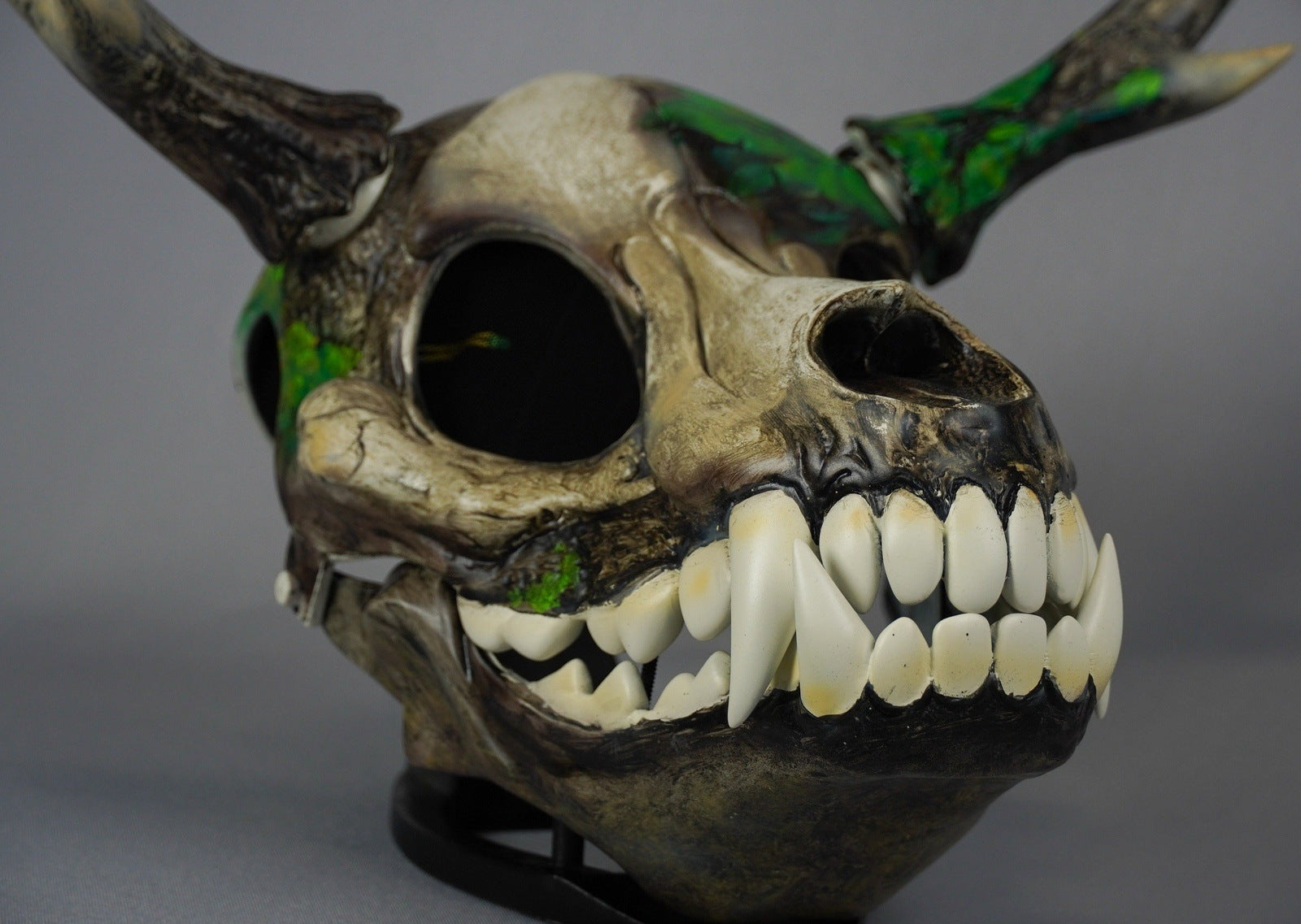 Deer Skull Wolf Mask with Green Leaf