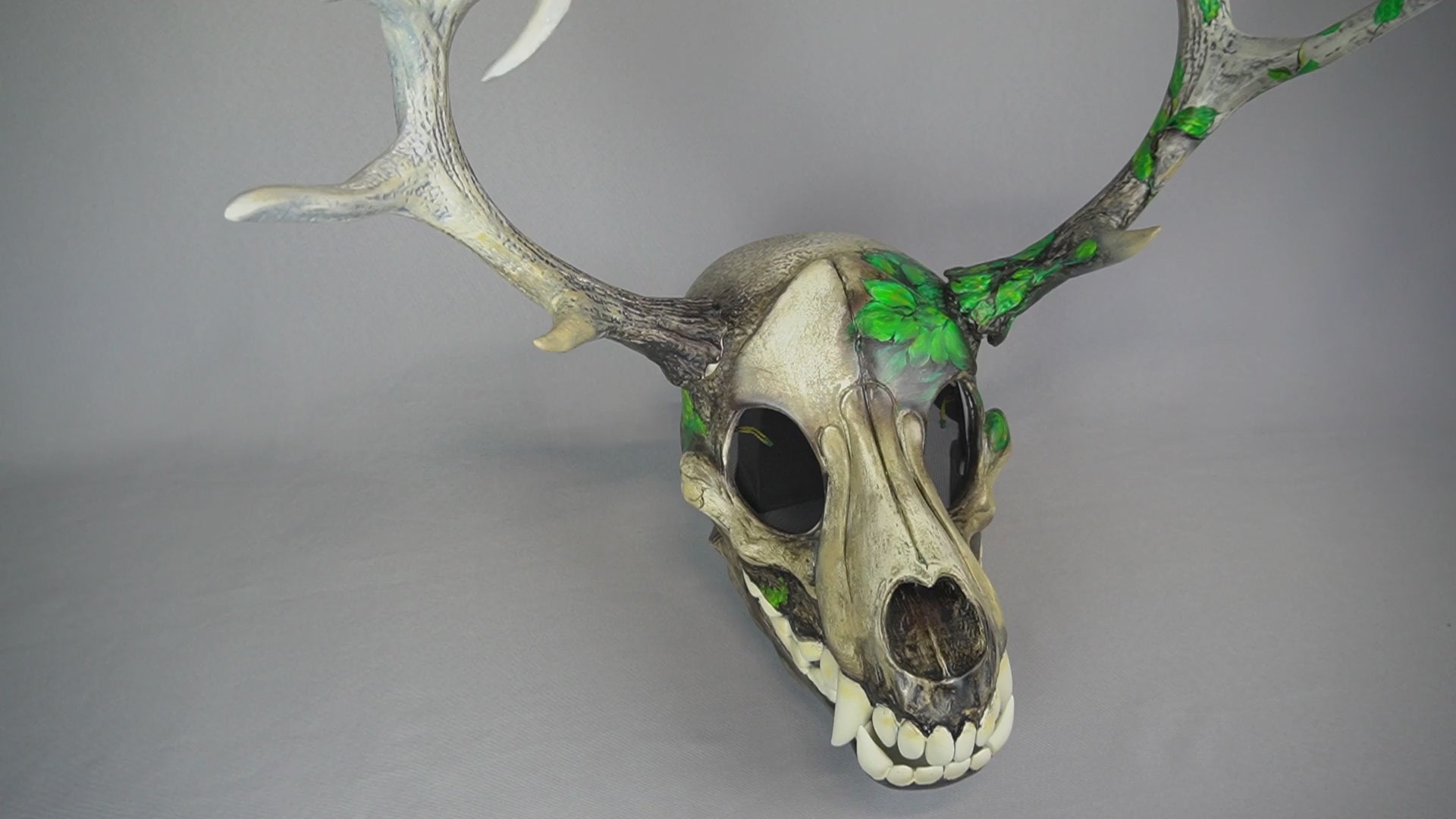 Deer Skull Wolf Mask with Green Leaf