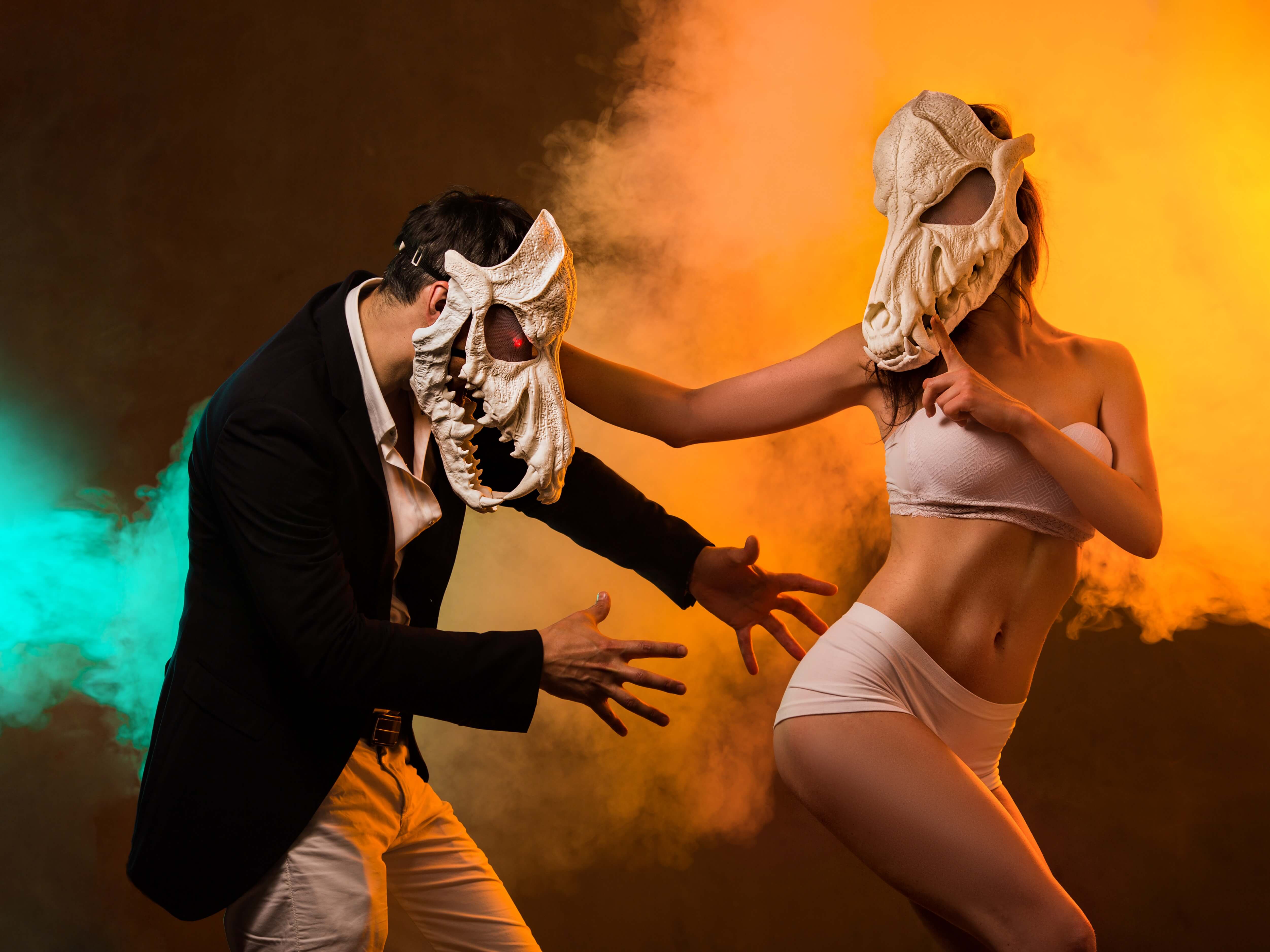 Realistic wolf skull mask for sale - dramatic costume party photography